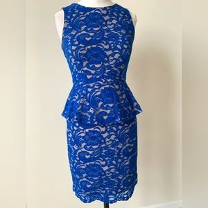 Knee length royal blue lace dress size 4